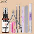 Monja 8Pcs Nail Cuticle Remover Kit Nail File Buffer Cuticle Softener Pusher Scissors Nutriotion Oil Nail Repair Manicure Tools. 