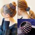 Fashion WomenBun Crystal Hair Buckle Hair Clip Bird Nest Expanding For Hair Accessories Female Ponytail Headwear. 
