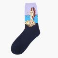 Fashion Cotton Funny Retro Print Socks / Western Mona Lisa Kiss Oil Painting Retro-classical Series Couple Sock / Comfortable Spring Summer Autumn Winter Breathable Soft Cotton High Socks / Middle Tube Daily Casual & Work Socks / perfect For Women & Men. 