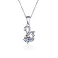 Live source: imitation silver necklace, moissanite pendant, women's love jewelry, niche and versatile clavicle chain, color-preserving titanium steel chain. 