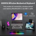 DIERYA DK63 60% Wireless Mechanical Keyboard, RGB Backlit Bluetooth Gaming Keyboard Wired Dedicated Arrow Keys, Compact 63 Keys Mini Keyboard, Full Keys Programmable - Blue Switch. 
