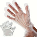 100pcs Disposable Gloves For Food, Individually Wrapped Plastic Transparent Gloves, Film Thickened PE Gloves. 