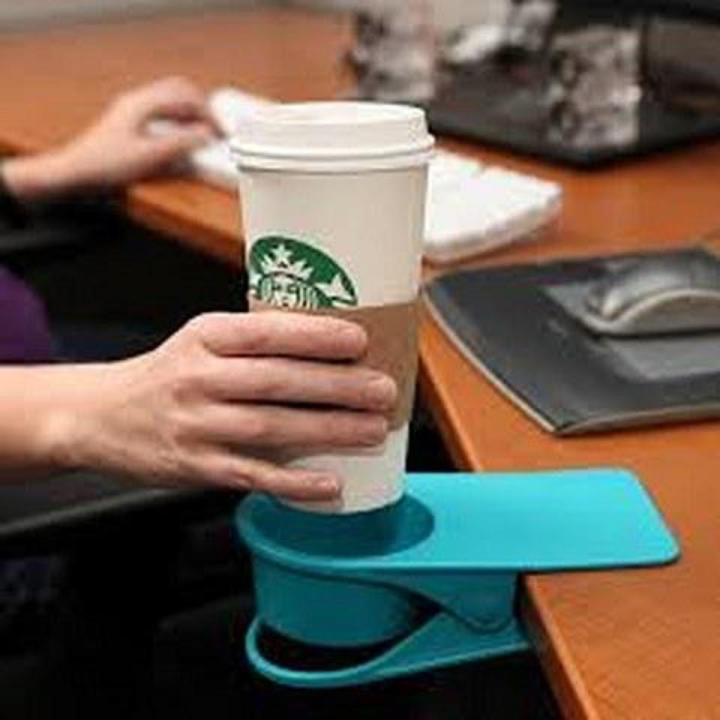 1 PC New Creative Plastic Home Office Desk Table Drink Coffee Bottle Cup Holder Bracket Stand Clip (1pcs,Random Color)