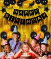 Happy Birthday Banner Decoration Kit - 44Pcs Set for Boys Husband Balloons Decorations Items Combo with Metallic Balloons and Foil Curtain. 