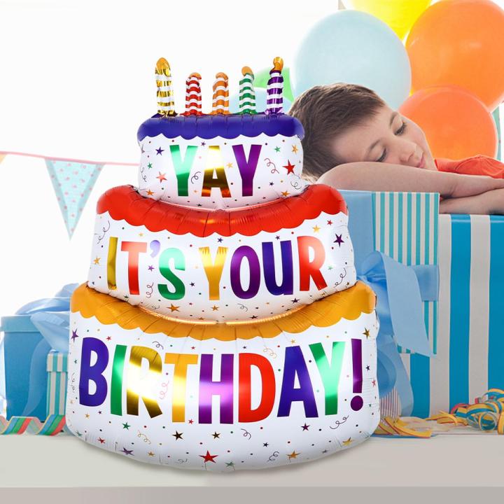 1/3Pcs Color Candle Three Layer Cake Theme Aluminum Film Balloon Birthday Cake Ballon Happy Birthday Party Decoration Kids Toys