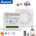 Aubess Tuya WiFi/ZigBee MINI Smart Switch 16A /10A Support 2-way control Timer Wireless Switches Smart Home Automation Compatible with Tuya Alexa Google Home Yandex Alice. 
