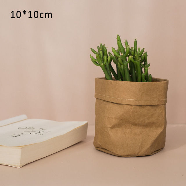 Plant Bags Flower Pot Coats for Office Desktop Kraft Paper Foldable Cosmetic Storage Bag Home Decoration
