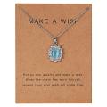 AURA Dolphin Transparent Natural Stone Water Drop Geometric Shape Pendant Necklace For Women Accessories Make Wish Paper Gift. 