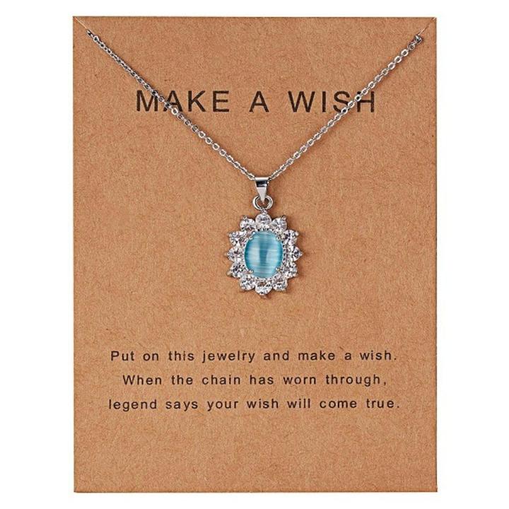 AURA Dolphin Transparent Natural Stone Water Drop Geometric Shape Pendant Necklace For Women Accessories Make Wish Paper Gift