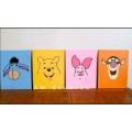 7x7inches set of 4 Multicolor Animal cartoons on canvas acrylic painting for kids room, dinning room, kitchen, coffee shop, bedroom, drawing room, gift for wedding, birthday, new year, school, college, handmade home decor.. 