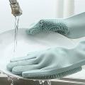 Pair Of  Magic Washing Gloves - Reusable Silicone Gloves with Wash Scrubber, Heat Resistant, for Cleaning, Household, Dish Washing, Washing the Car. 