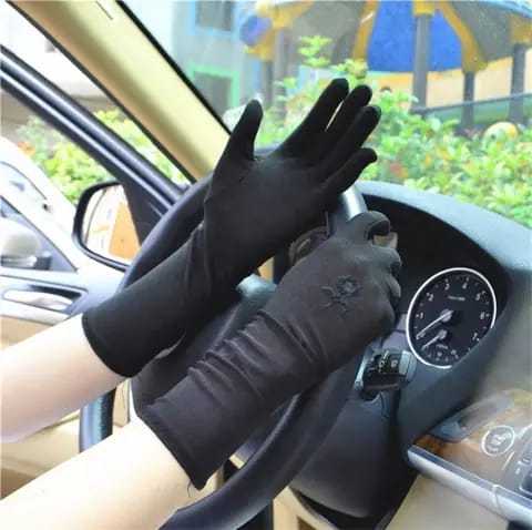Long Black Women Hand Gloves - Premium Soft Fabric - Ideal for Hijabis, Abaya Wear, and Modest Fashion - UV Protection & Comfort
