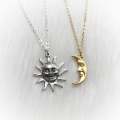 Sun And Moon Friendship Mate Necklaces Vintage Style Faces Moon And Sun Necklace Set. 
