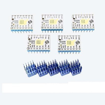 FYSETC 3D Printer Parts 5PCS Upgrade Stepstick Mute S2209 V4.0 Stepper Motor Driver UART Mode with Heatsink for Reprap Ram1.4 MKS Gen/SpideKing/SKR V1.3 MKS GEN L Ramps 1.4/1.5/1.6 Control Motherboard