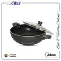 CHEF 28 cm Non Stick Karahi/Wok with Glass Lid. 