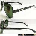 Pilot, Sunglasses for Men and Women, Aviation Military Style Aviator Glasses with 100% UV400 Protection and Glasses Case, Black Frame Green Lense. 