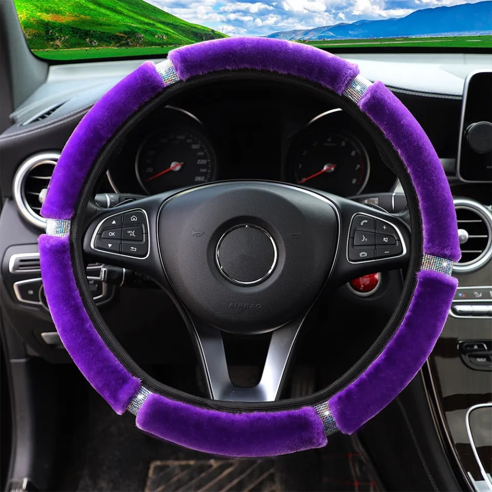 【SALE/10%OFF Rhinestone Plush Soft 37-38cm Car Cover Wheel Steering SteeringEquipment