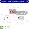 3 Wire DC 0-30V 3 Digit digital display voltage meter with Case 0.56 inch digital voltmeter indication Red display by Electrica. 
