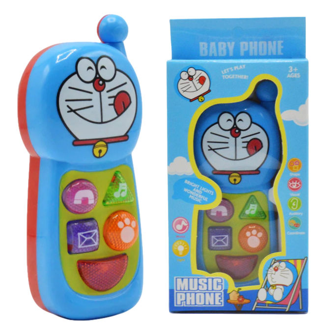 Planet X -  Musical Baby's Doraemon Delightful Phone Toy for Kids - Blue Color - 6 Inches