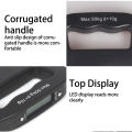 Travelling with a digital portable handheld suitcase scale that comes with a belt, an electronic luggage scale, a hanging bag scale, a 110/22 pound balance, and a portable handheld rehanging scale. 