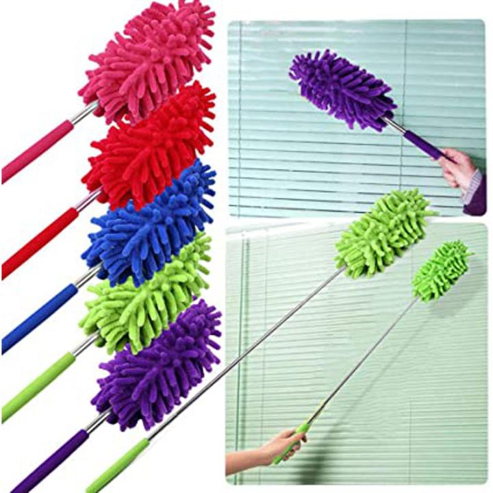 Microfiber Duster with Extendable Handle, Feather Dusters for Cleaning Extendable, Ceiling Fan Duster with Extension Pole, Hand Duster Washable, for Office, Car, Computer, Air Condition