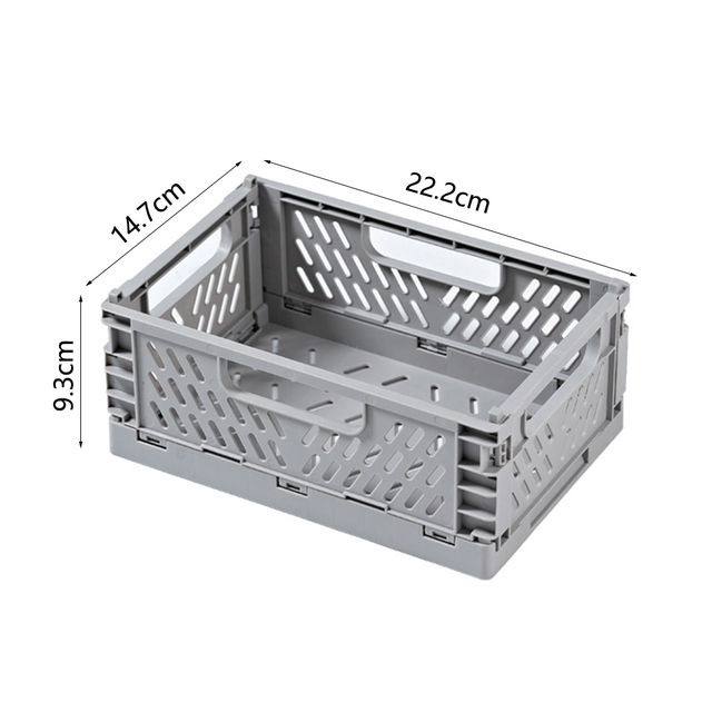 Folding Collapsible Plastic Storage Crate Box Stackable Home Kitchen Warehouse Storage Baskets Box Desktop Organizing Container