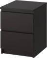 ST-002 - Oak Wood Handleless Night Stand 2 Drawers Black and White Polish Finish Chest Of Drawer Bedroom Side Table. 