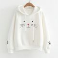 Pretty kitty printed hoodies for women. 