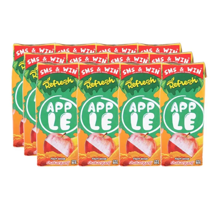 SHAKARGANJ REFRESH APPLE JUICE 200 ML- 12 pack CARTON | Daraz.pk