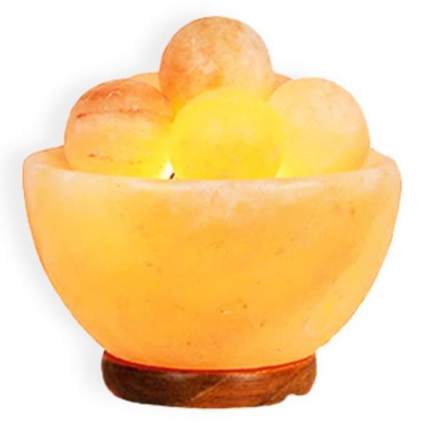 Healiv Himalayan Salt Fire Bowl with Ball table Lamp ( Bowl 6inch With 7 Massage Balls) for Home Decoration