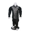 KIDS FOR Boys Fashion Clothing 4 Pieces Suits (Kurta Shalwar Waistcoat and Brooch) Kids Fashion Age- 1 To 12 Years-BLACK SUIT. 