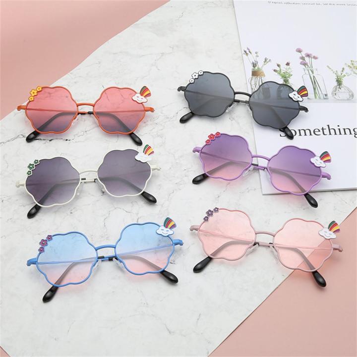 Sun Beach UV400 Children's Outfit Mirror Frame Girls Metal Flower Glasses Kids Sunglasses Polarized