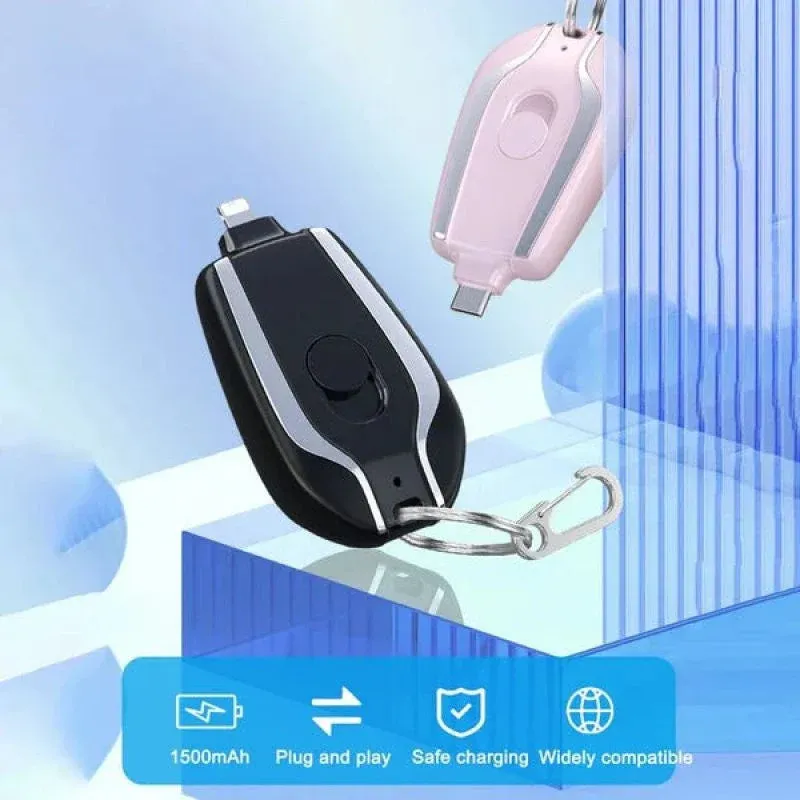 1500mAh Karex Keychain Power Bank – Fast Charging Mini Type-C Battery Pack for Android & More