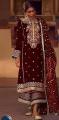 Embroidered Velvet 3Pc Suit - Unstitched - Black. 