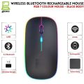 RGB Wireless Mouse - Slim & Silent 7 Colour LED Lights - Black & Transparent Body - Dual Mode 2.4G & Bluetooth Rechargeable Portable Optical Office Mouse With USB Receiver - 3 Adjustable DPI Levels for Notebook, PC, Computer, MacBook. 