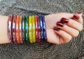 Traditional Marble Glass Bangles / Crystal Karay  in MultiColour available in size of 60 mm (2.4/ Do ) 65 mm (2.6/ Sawa Do ) , 70 mm ( 2.8/ Dhai) for girls and women. 