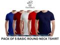 HashBack Crew Neck Pack of 5 plain half sleeves Tshirt For Men Round Neck. 