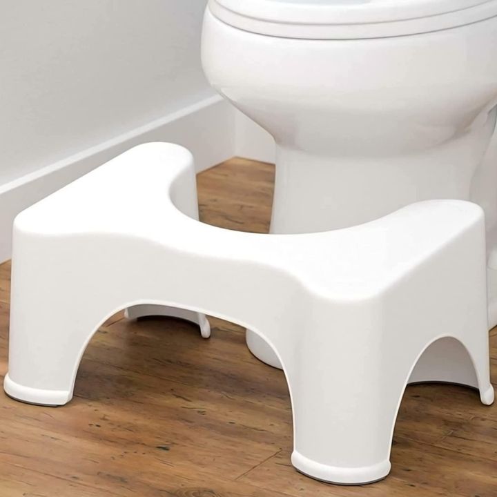 Comfortable Non-Slip Squatting Toilet Bathroom Seat Foot Rest Stool for Kids and Adult (White), Doctor Stool, Commode Stool, Potty Step Stool for Western Toilet, Poop Stool