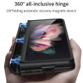 Biruiqu For Samsung Galaxy Z Fold 3 5G Case Hinge Protection Magnetic Case Ultra Thin PC Silicone 360-degree All-Inclusive Hinge Folding Automatic Recovery Magnetic Suction Cover. 