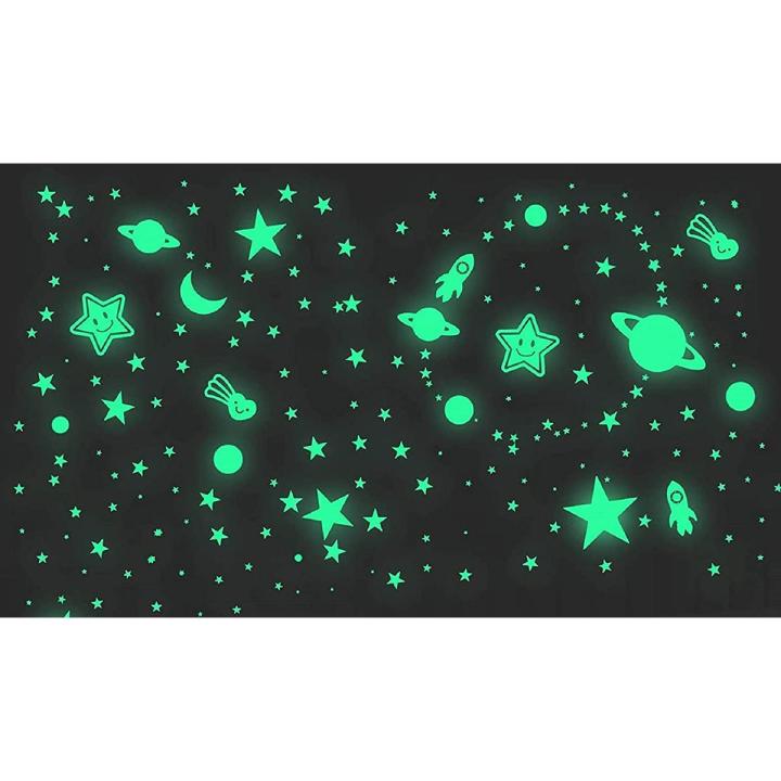 FunBlast Glow in The Dark Fluorescent Space Galaxy Wall Ceiling Stickers for Kids Bedroom Multicolor