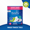 Butterfly Breathables Maxi Thick Fabric Soft Sanitary Pads Extra Long Trio Pack 26 Pcs. 