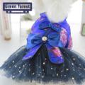 Pet Dress for Dogs Pet Wedding Couple Tang Dress Elegant Coil Buttons with Bow Tie Mesh Patchwork Cute Thickened Pet Dress Travel Dog Clothes. 