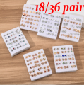 36 Pairs / 18 Pairs of Fashion Small Geometric Earrings Simple Set of Plastic Earrings Female Diamond Girls Jewelry. 