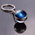 Full Moon Keychain Earth Solar System Planet Nebula Sphere Crystal Ball Glass Double Side Pendant Astronomy Space Jewelry Gift. 