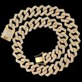 14/20MM width Prong Rhombus Cuban Link Necklace for Women Iced Out Chain Gold Silver Color Thick Cuban Necklace Hip Hop Jewelry. 