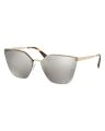 Prada Sunglasses Square Metal Gold Frame Laser Flower Silver Mirror Lenses-PR68TS-ZVN121-63. 