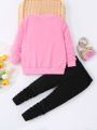 Real Boss By Rich Man Cute Kitty Meow Printed Girl's Cartoon Cat Graphic Crew Neck Sweatshirt Pullover Tops and Sweatpants Two Piece Outfit - Tshirts For Boys / Tshirts For Girls. 