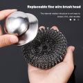 Steel Wire Ball Cleaning Supples Round Handle Design Cleaning Brush Decontamination Kitchen Cleaning Brush Dishwashing Wire Ball 1Pcs. 