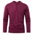 Henery Neck Long Sleeve T shirt For Men Solid Spring Casual Mens T-shirts High Quality Male Tops Classic Clothes Men's T-shirts Dinner Ronvsa. 