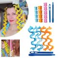 12 Pcs DIY Hair Curler 30Cm Wave Formers 2 Colors Wave Heatless Hair Curlers Styling Kit With Hooks Durable Beauty Makeup Tools. 